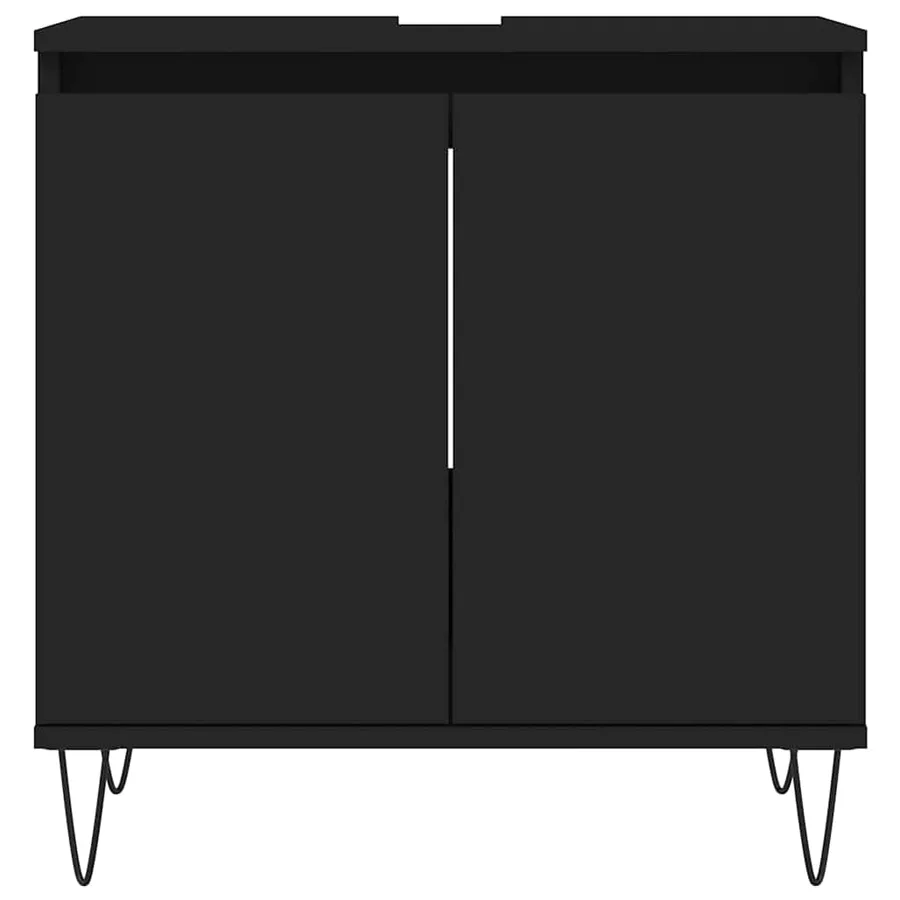 Armoire de salle de bain noir 58x33x60 cm bois d'ingénierie - 4