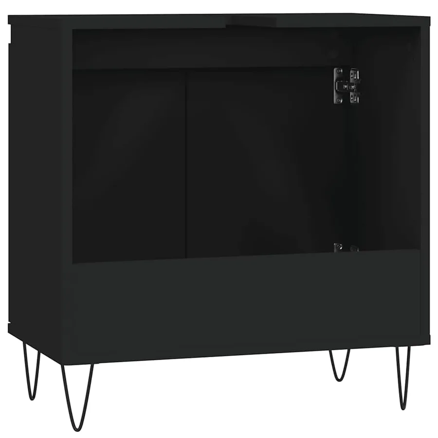 Armoire de salle de bain noir 58x33x60 cm bois d'ingénierie - 7