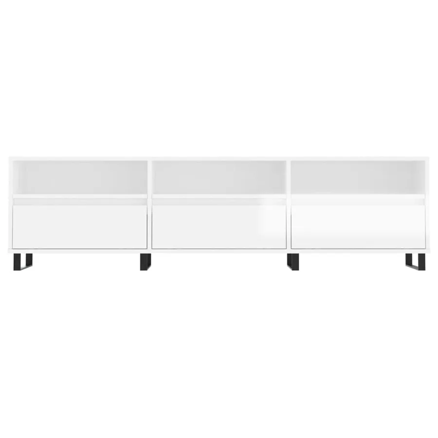 Meuble TV blanc brillant 150x30x44,5 cm bois d'ingénierie - 5