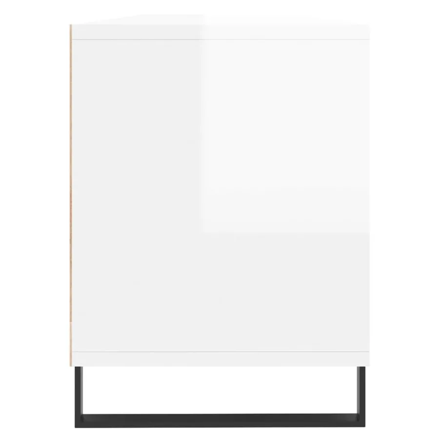 Meuble TV blanc brillant 150x30x44,5 cm bois d'ingénierie - 7