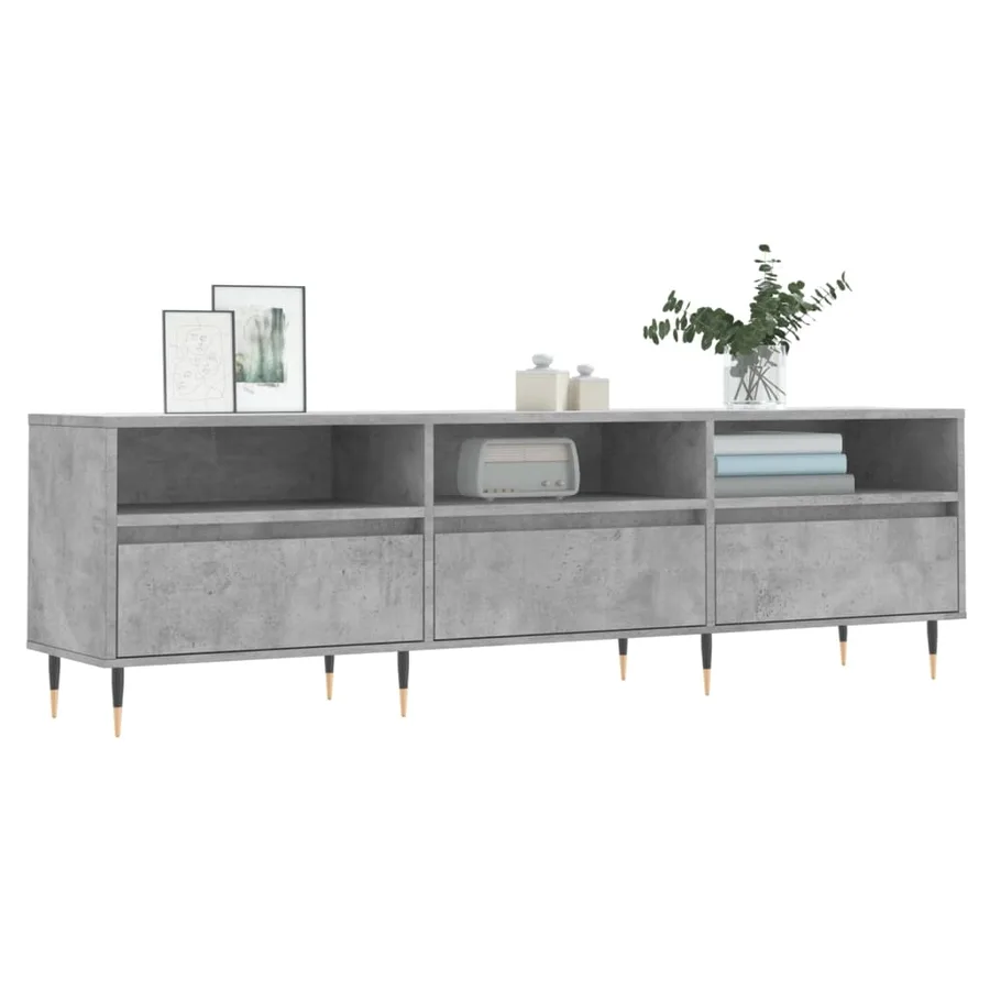 Meuble TV gris béton 150x30x44,5 cm bois d'ingénierie - 3
