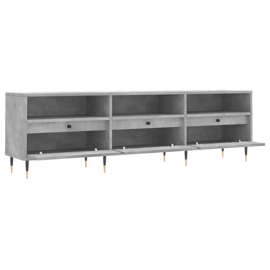 Meuble TV gris béton 150x30x44,5 cm bois d'ingénierie - 6