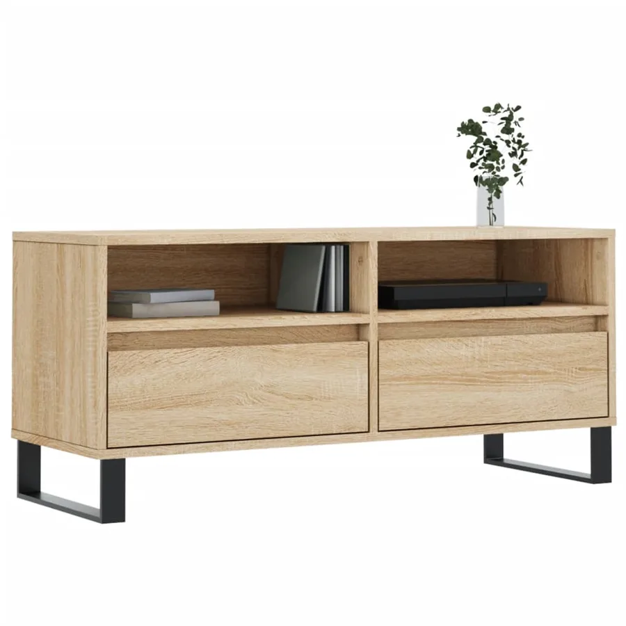 Meuble TV chêne sonoma 100x34,5x44,5 cm bois d'ingénierie - 3