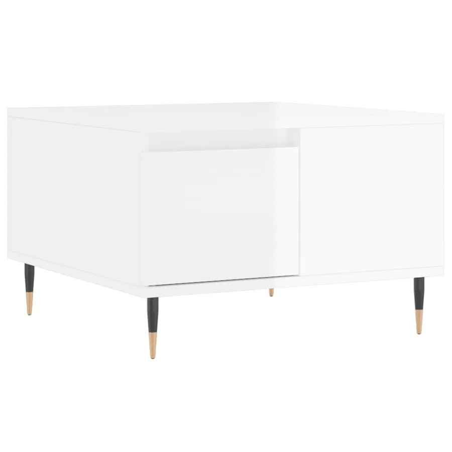 Table basse blanc brillant 55x55x36,5 cm bois d'ingénierie - 2