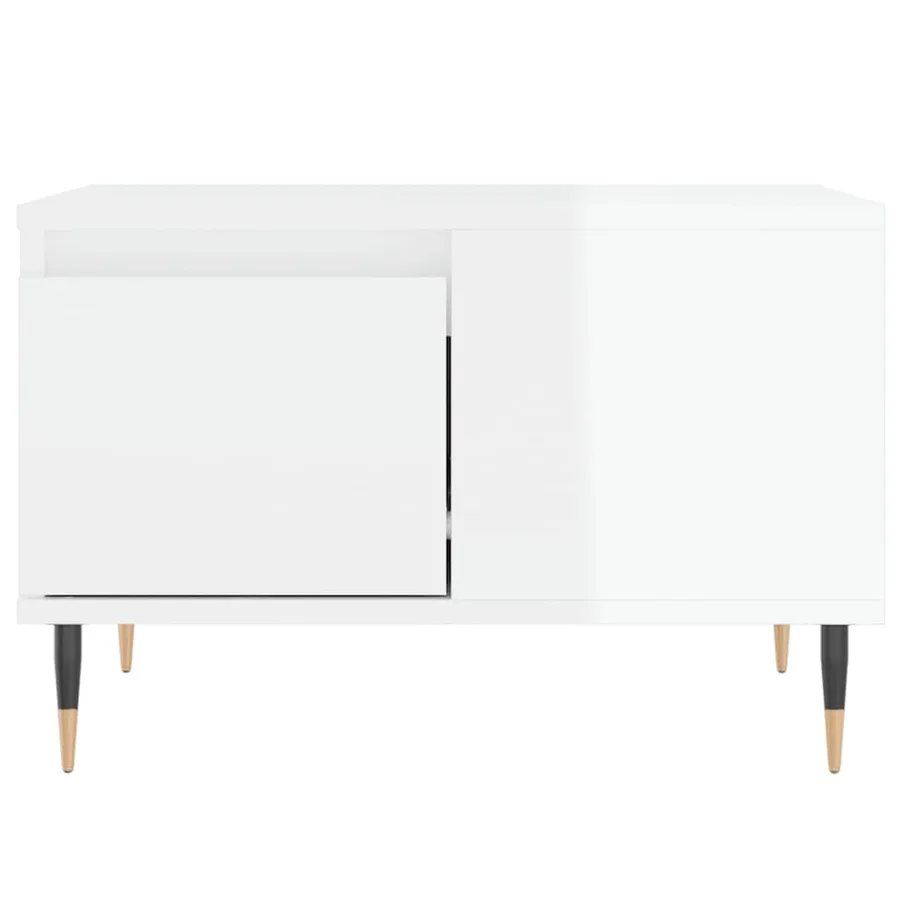 Table basse blanc brillant 55x55x36,5 cm bois d'ingénierie - 5