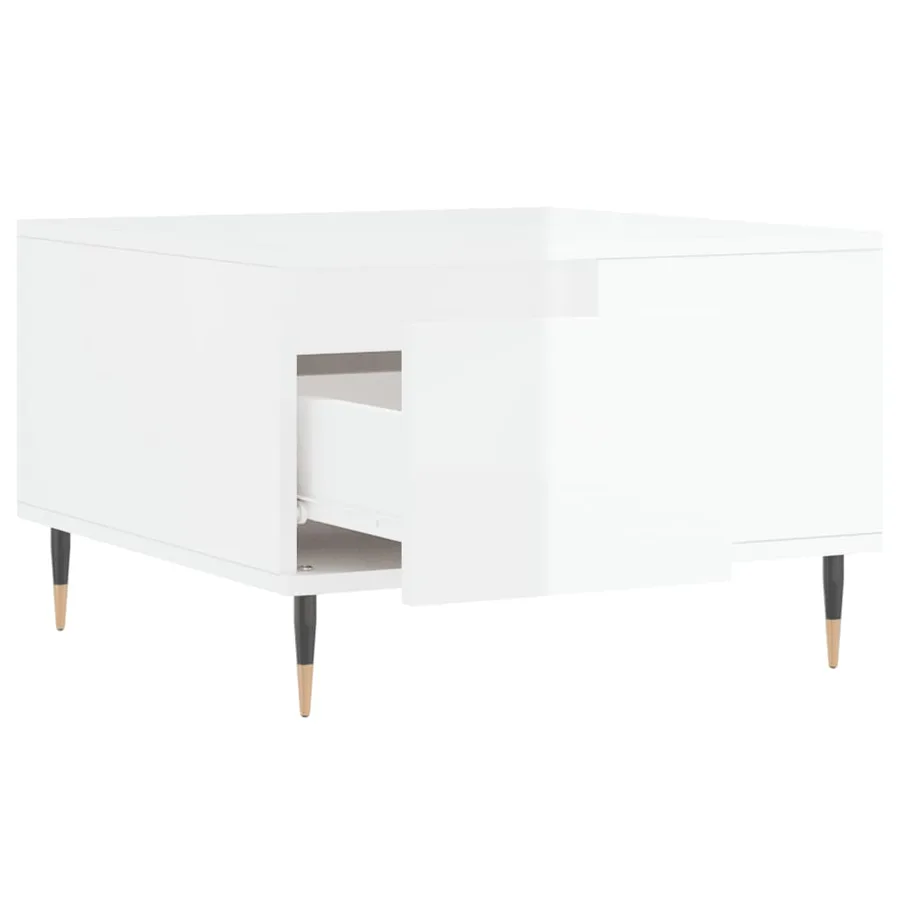 Table basse blanc brillant 55x55x36,5 cm bois d'ingénierie - 6