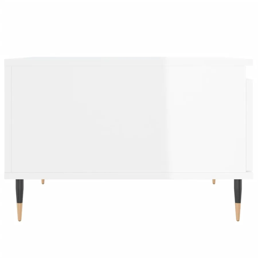 Table basse blanc brillant 55x55x36,5 cm bois d'ingénierie - 7