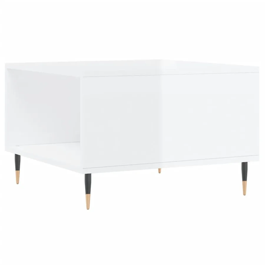 Table basse blanc brillant 55x55x36,5 cm bois d'ingénierie - 8