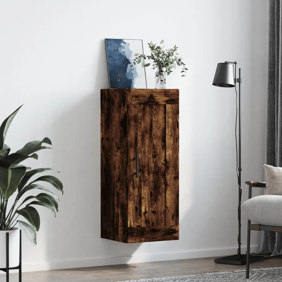 Armoire murale chêne fumé 34,5x34x90 cm bois d'ingénierie - 3