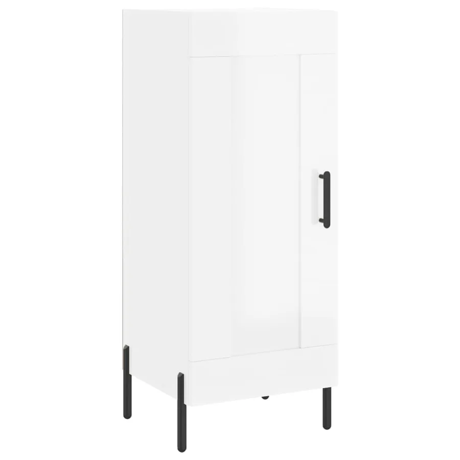 Buffet Blanc brillant 34,5x34x90 cm Bois d'ingénierie - 2