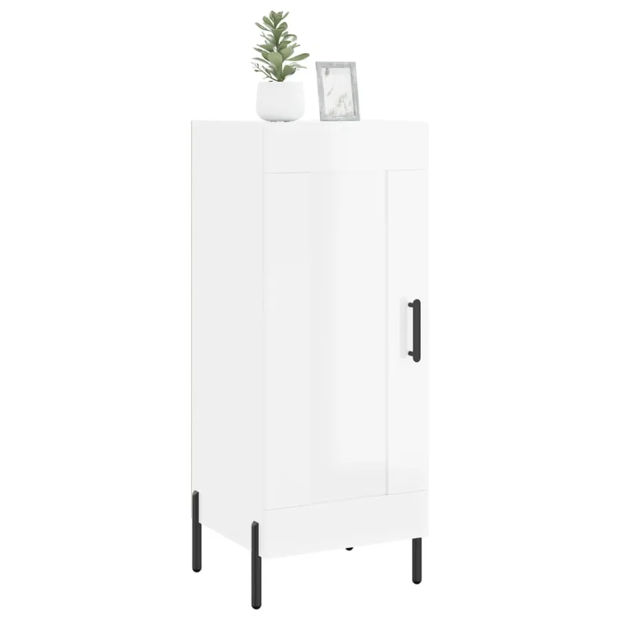 Buffet Blanc brillant 34,5x34x90 cm Bois d'ingénierie - 3