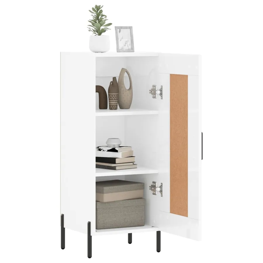 Buffet Blanc brillant 34,5x34x90 cm Bois d'ingénierie - 4