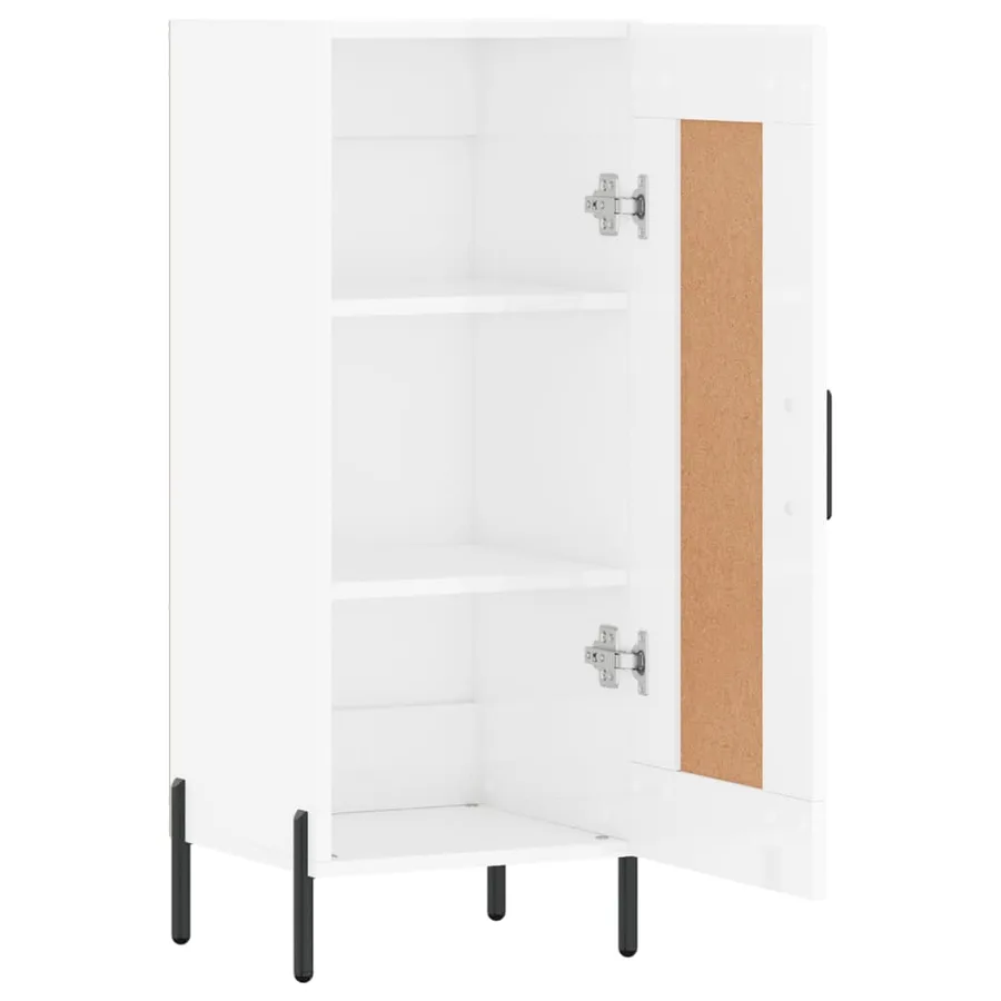Buffet Blanc brillant 34,5x34x90 cm Bois d'ingénierie - 6