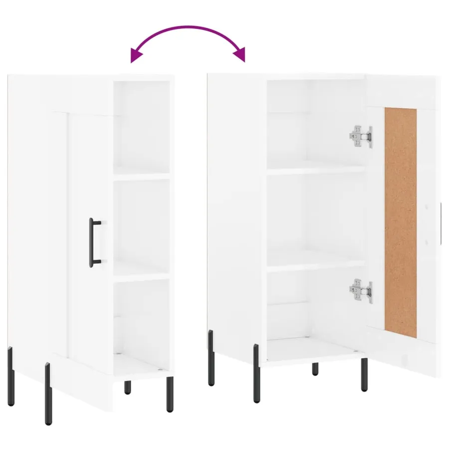 Buffet Blanc brillant 34,5x34x90 cm Bois d'ingénierie - 9
