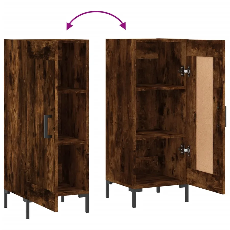 Buffet Chêne fumé 34,5x34x90 cm Bois d'ingénierie - 9