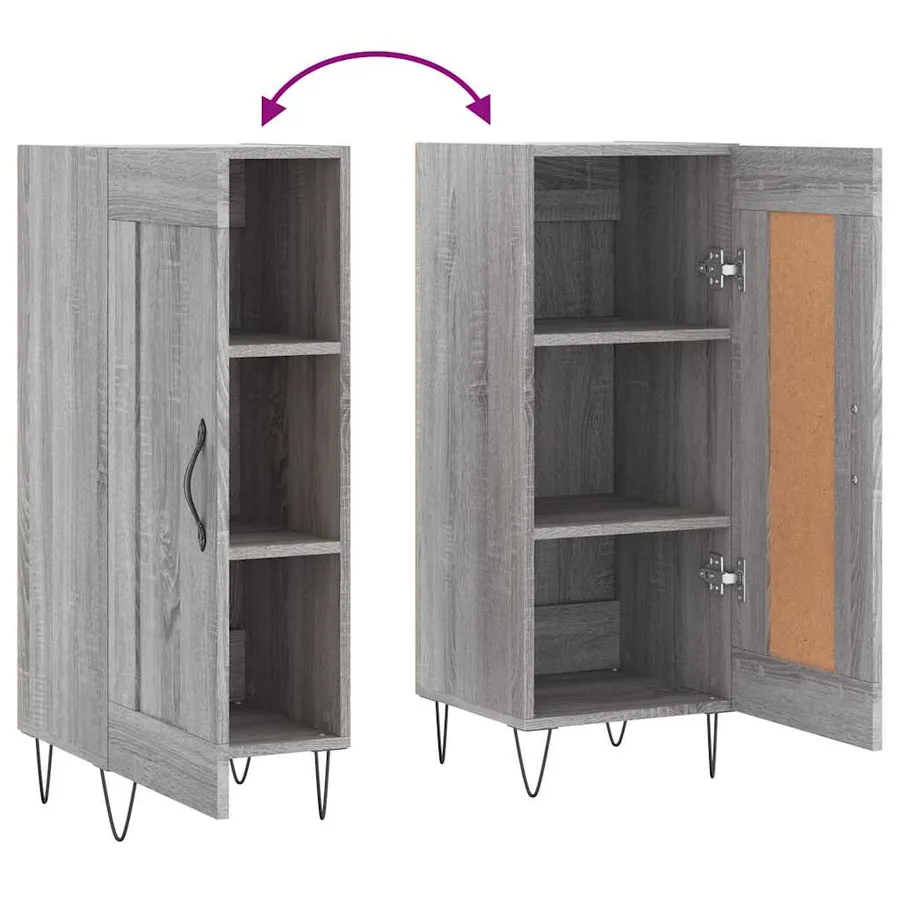 Buffet Sonoma gris 34,5x34x90 cm Bois d'ingénierie - 9