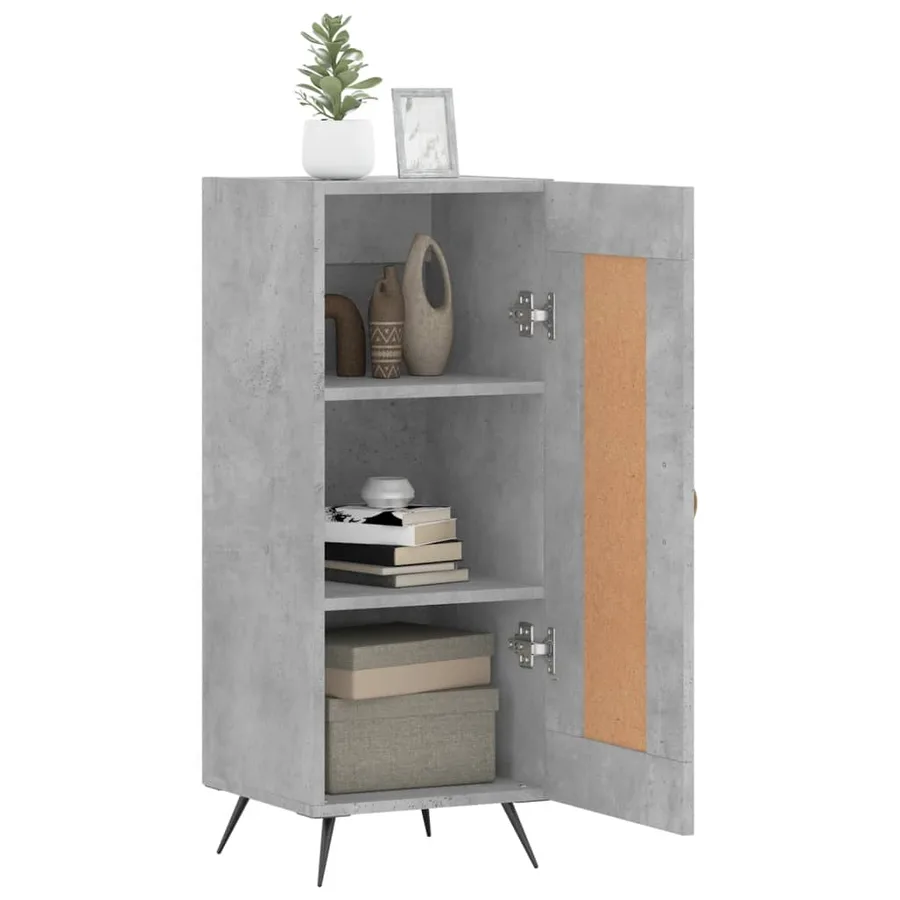 Buffet Gris béton 34,5x34x90 cm Bois d'ingénierie - 4