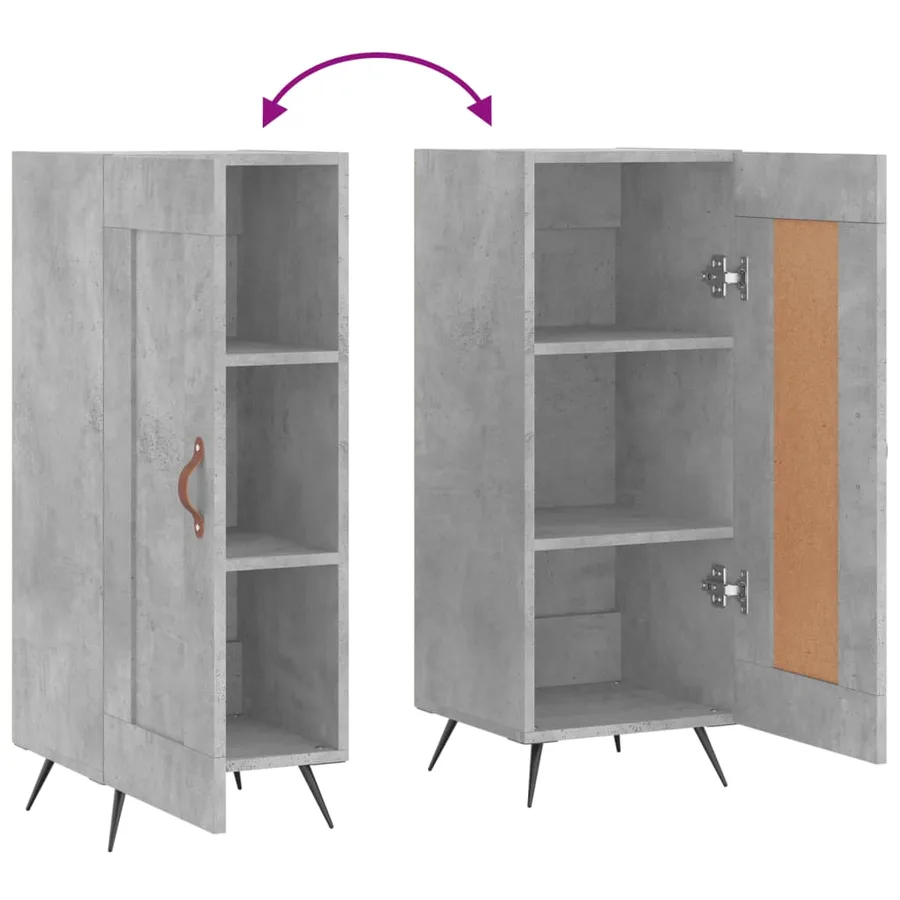 Buffet Gris béton 34,5x34x90 cm Bois d'ingénierie - 9