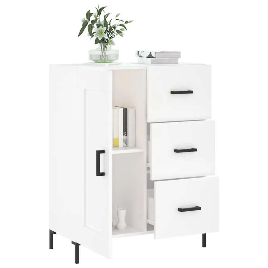 Buffet blanc 69,5x34x90 cm bois d'ingénierie - 4