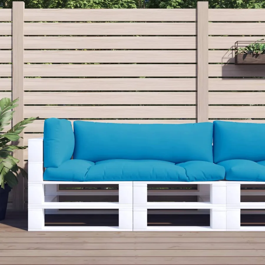 Coussins de palette 3 pcs bleu clair tissu