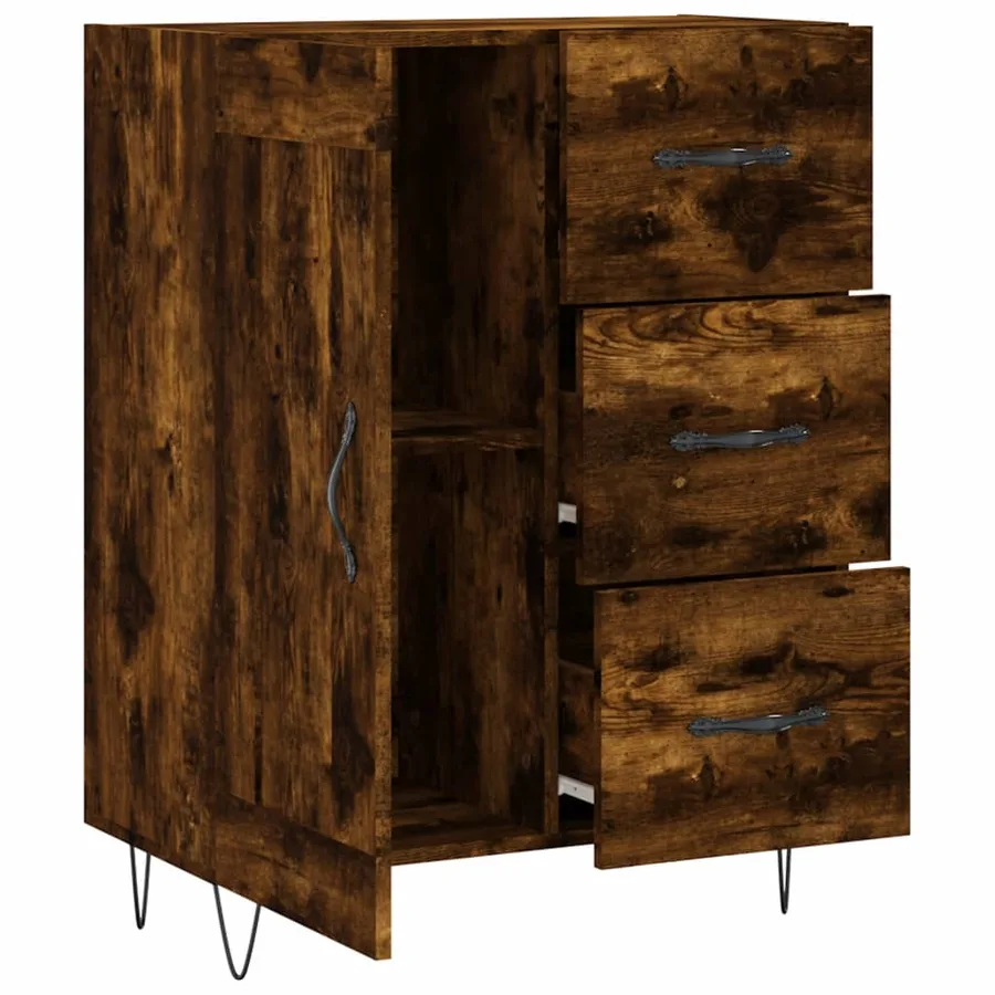 Buffet chêne fumé 69,5x34x90 cm bois d'ingénierie - 6