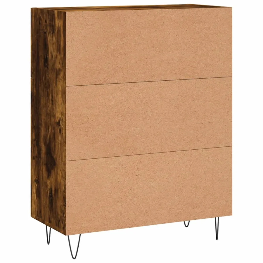 Buffet chêne fumé 69,5x34x90 cm bois d'ingénierie - 8