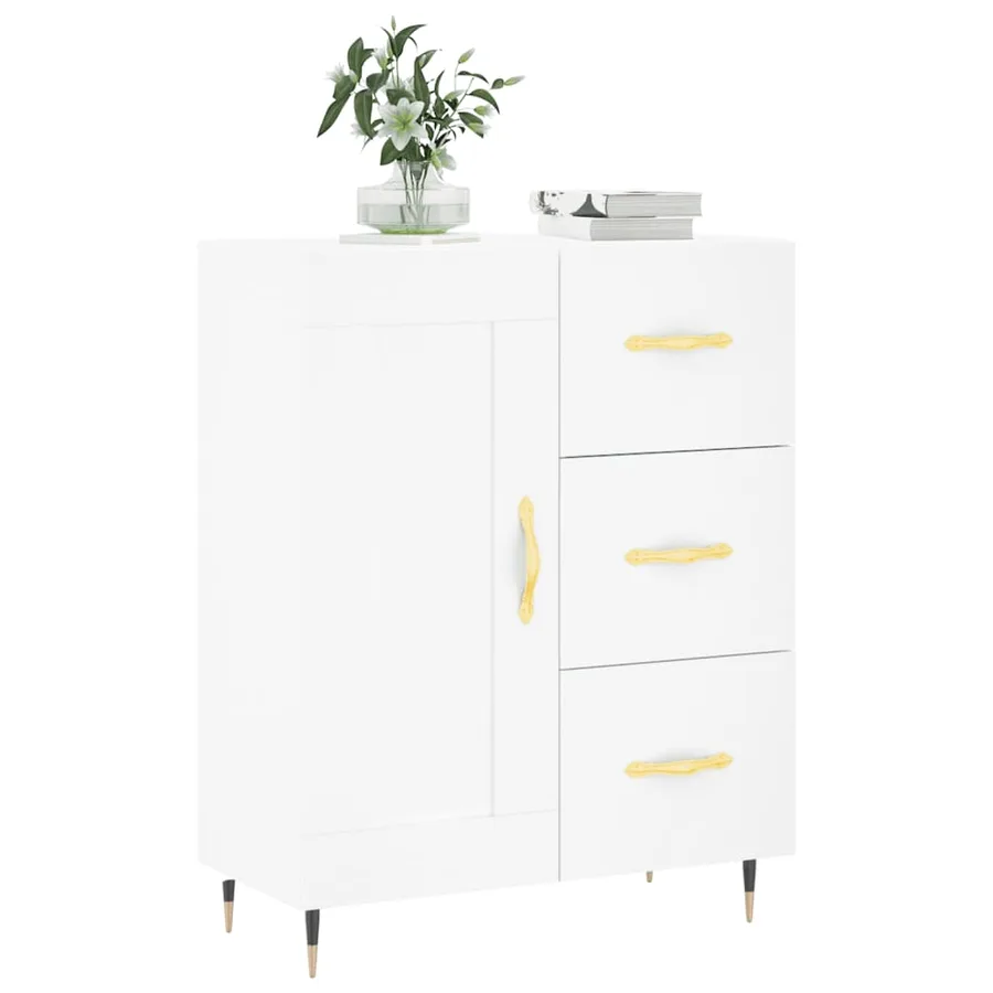 Buffet blanc 69,5x34x90 cm bois d'ingénierie - 3