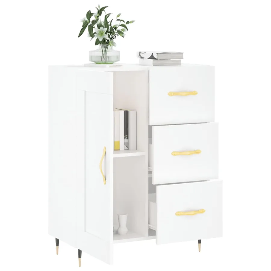 Buffet blanc 69,5x34x90 cm bois d'ingénierie - 4