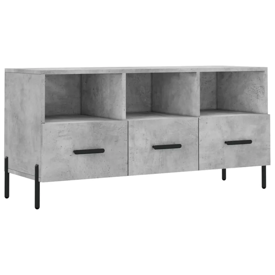 Meuble TV gris béton 102x36x50 cm bois d'ingénierie - 2