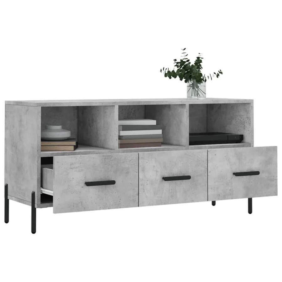 Meuble TV gris béton 102x36x50 cm bois d'ingénierie - 4