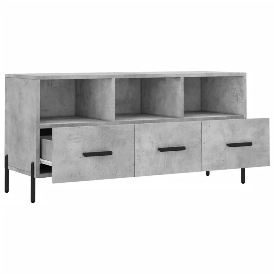 Meuble TV gris béton 102x36x50 cm bois d'ingénierie - 6