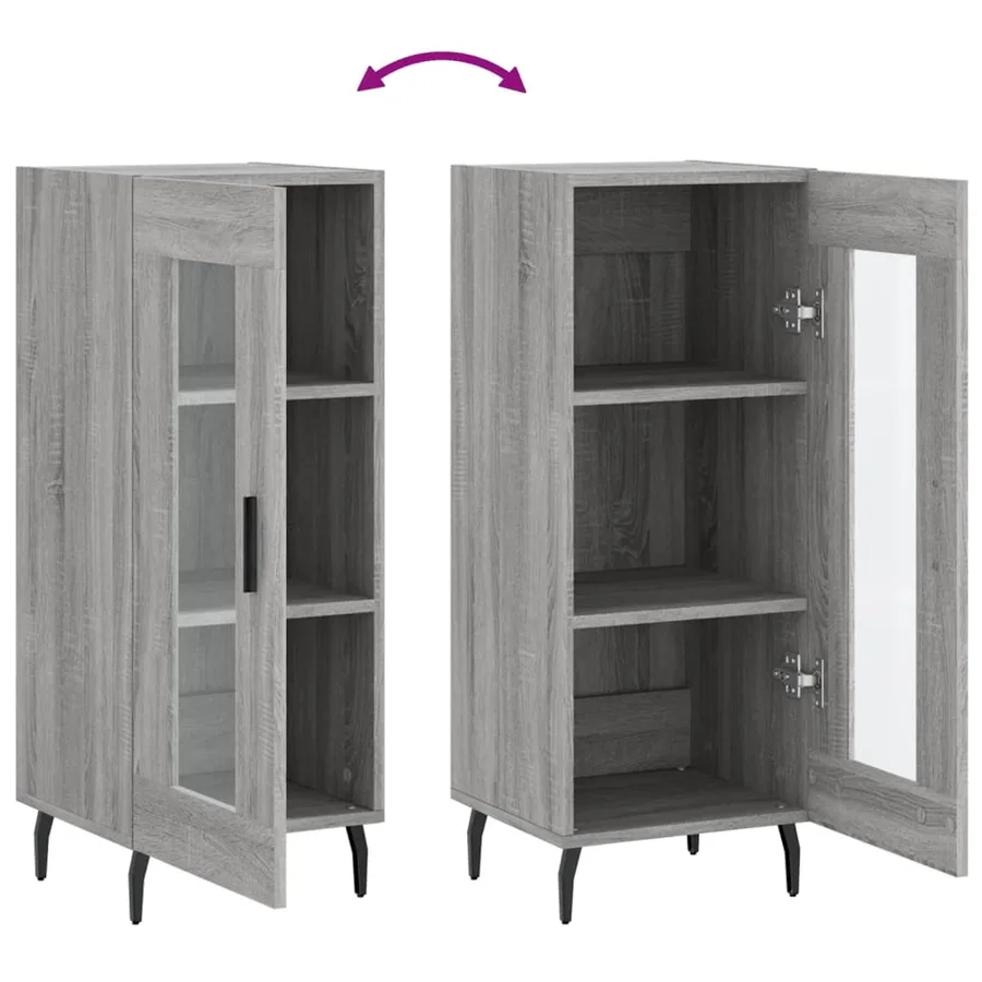 Buffet Sonoma gris 34,5x34x90 cm Bois d'ingénierie - 9