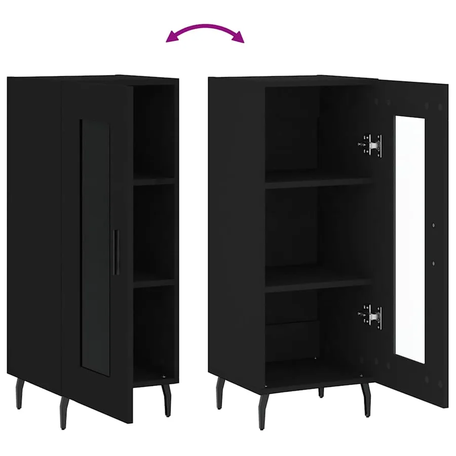 Buffet Noir 34,5x34x90 cm Bois d'ingénierie - 9