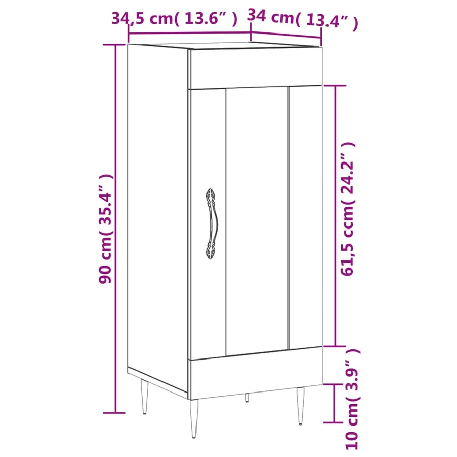 Buffet Blanc brillant 34,5x34x90 cm Bois d'ingénierie - 13