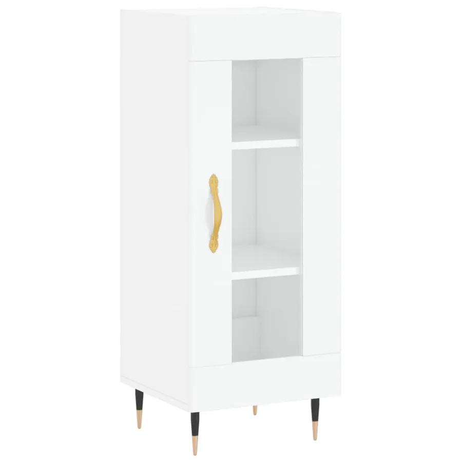 Buffet Blanc brillant 34,5x34x90 cm Bois d'ingénierie - 2