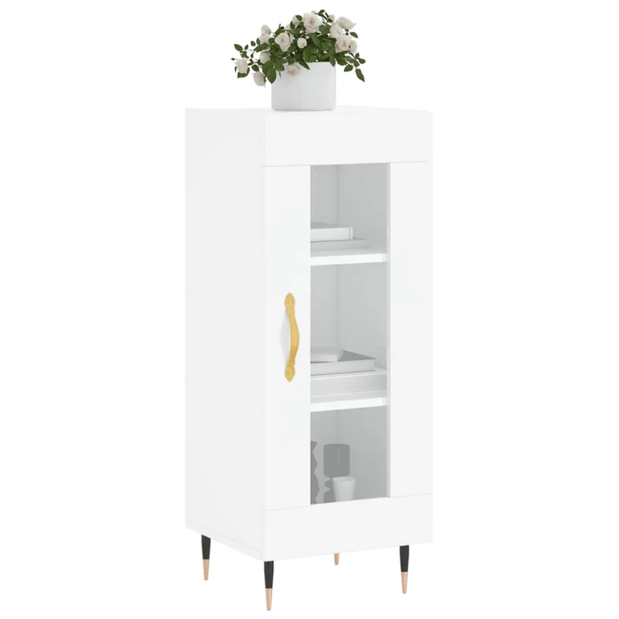 Buffet Blanc brillant 34,5x34x90 cm Bois d'ingénierie - 3