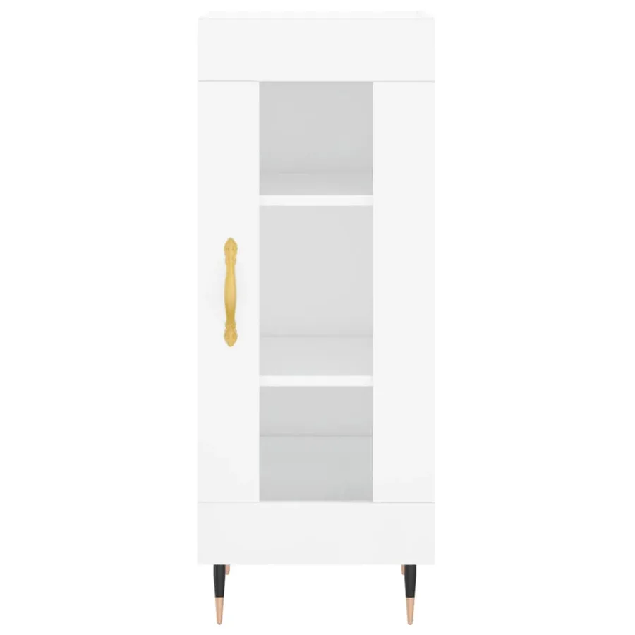 Buffet Blanc brillant 34,5x34x90 cm Bois d'ingénierie - 5