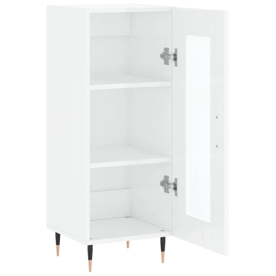 Buffet Blanc brillant 34,5x34x90 cm Bois d'ingénierie - 6