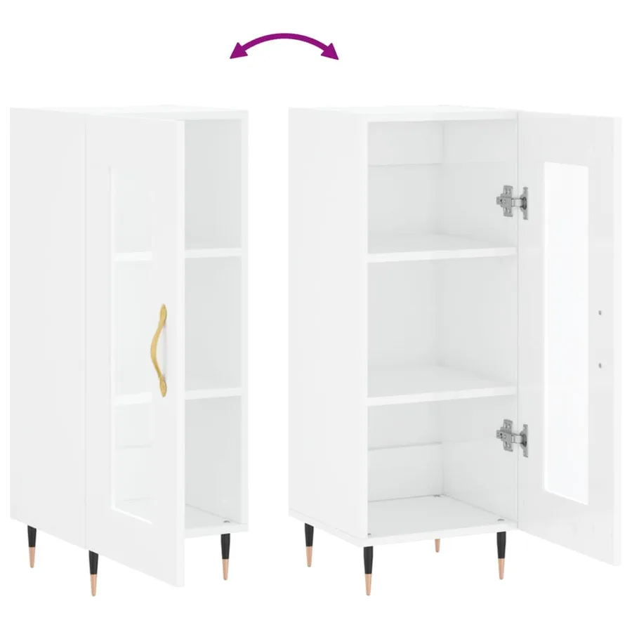 Buffet Blanc brillant 34,5x34x90 cm Bois d'ingénierie - 9