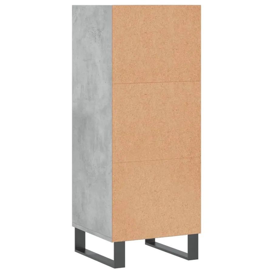 Buffet gris béton 34,5x32,5x90 cm bois d'ingénierie - 6