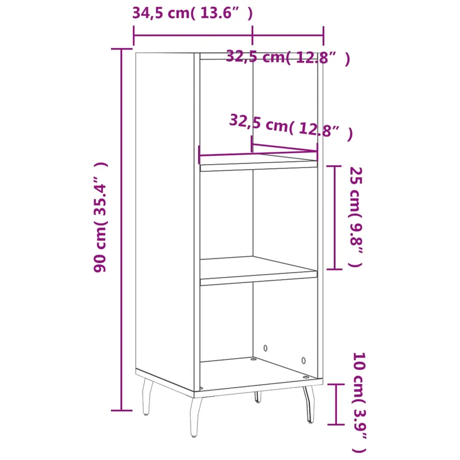 Buffet chêne marron 34,5x32,5x90 cm bois d'ingénierie - 9
