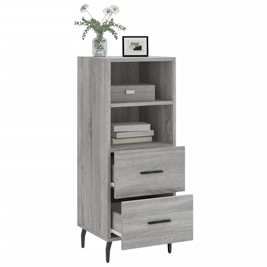 Buffet Sonoma gris 34,5x34x90 cm Bois d'ingénierie - 4