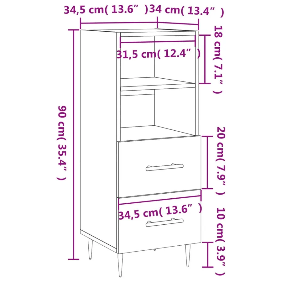 Buffet blanc 34,5x34x90 cm bois d'ingénierie - 12