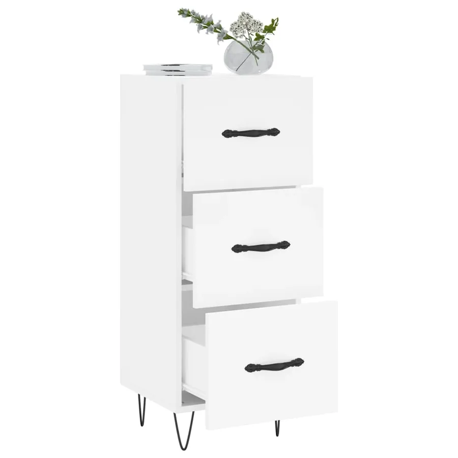 Buffet blanc 34,5x34x90 cm bois d'ingénierie - 4