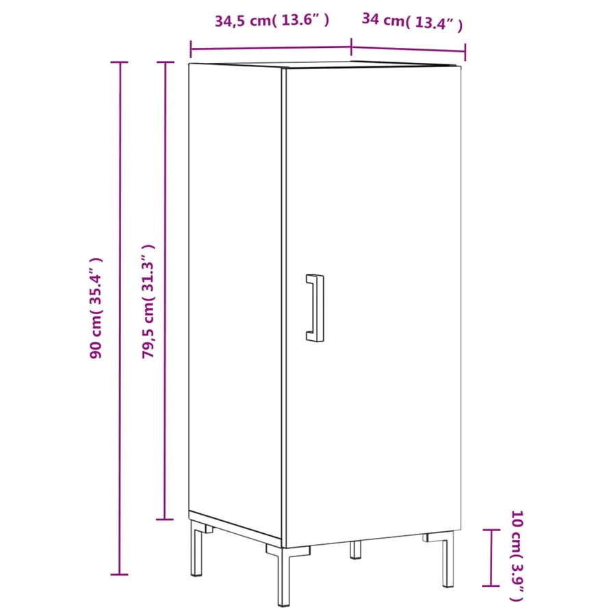 Buffet Blanc brillant 34,5x34x90 cm Bois d'ingénierie - 13