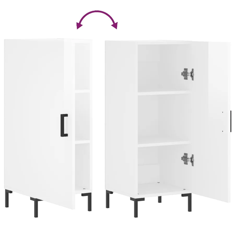 Buffet Blanc brillant 34,5x34x90 cm Bois d'ingénierie - 9