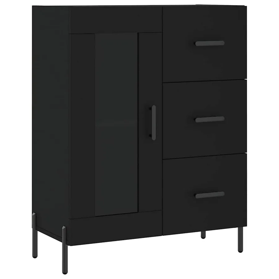 Buffet noir 69,5x34x90 cm bois d'ingénierie - 2