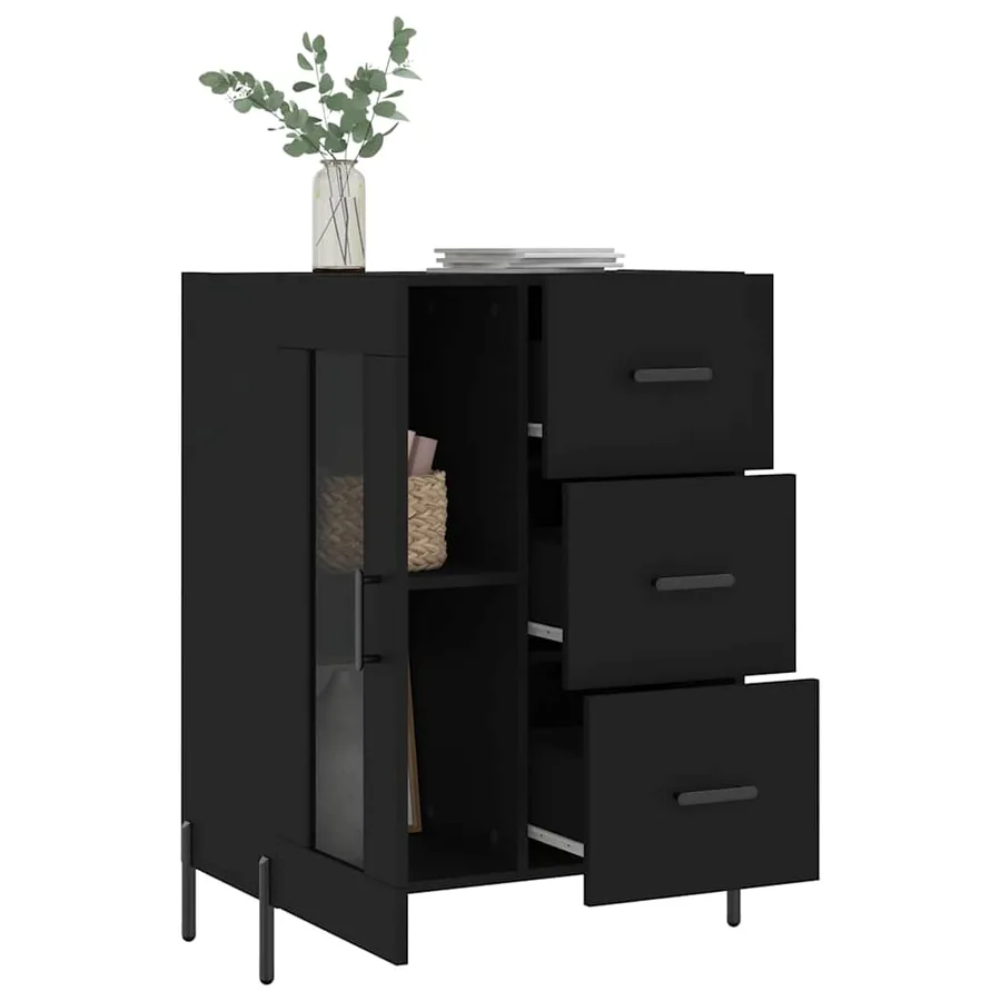 Buffet noir 69,5x34x90 cm bois d'ingénierie - 4