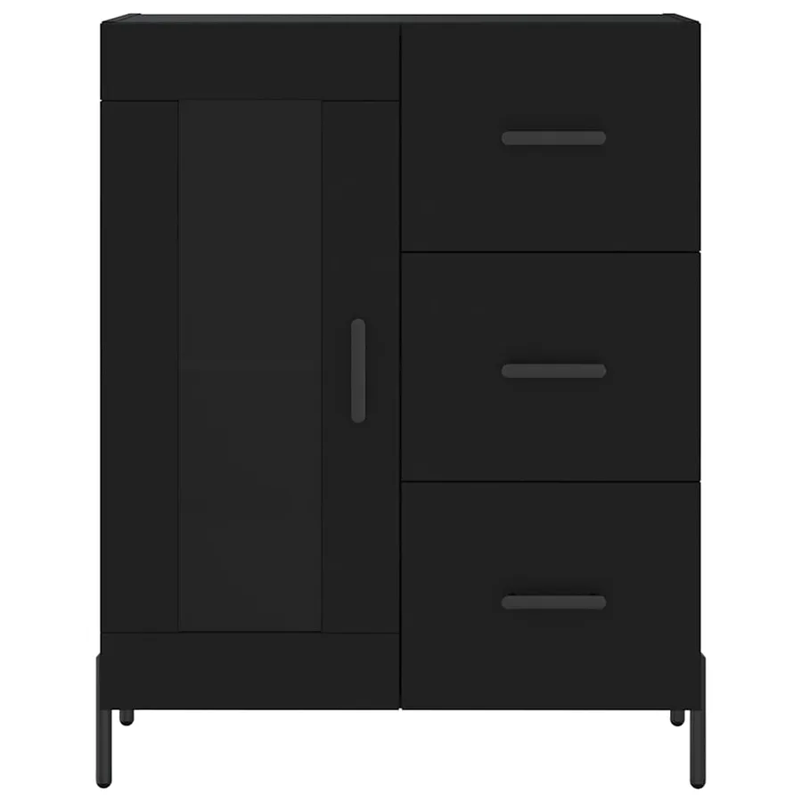 Buffet noir 69,5x34x90 cm bois d'ingénierie - 5