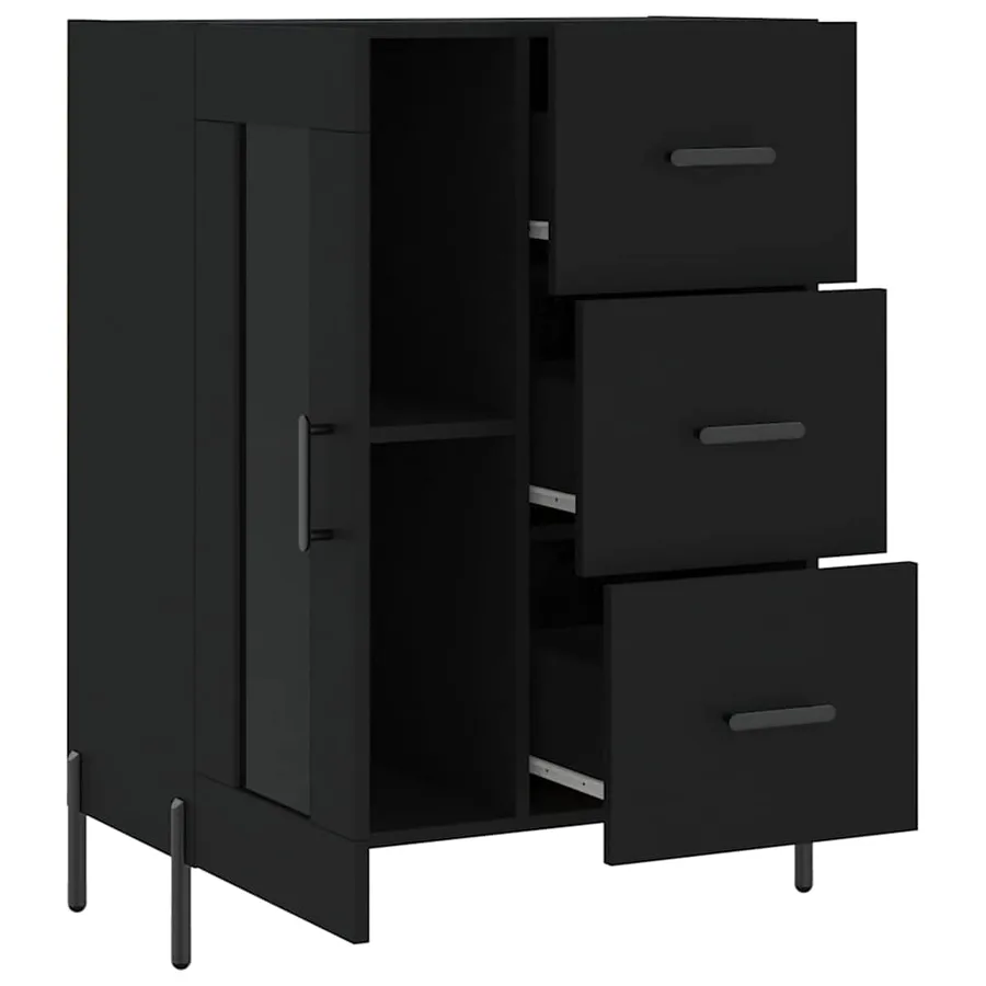 Buffet noir 69,5x34x90 cm bois d'ingénierie - 6